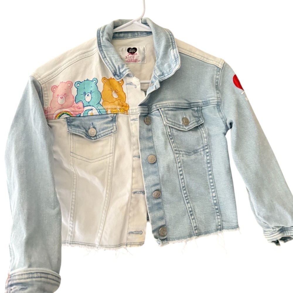 Justice Light Blue Denim Jacket with Colorful Bear Design - Picture 4 of 4